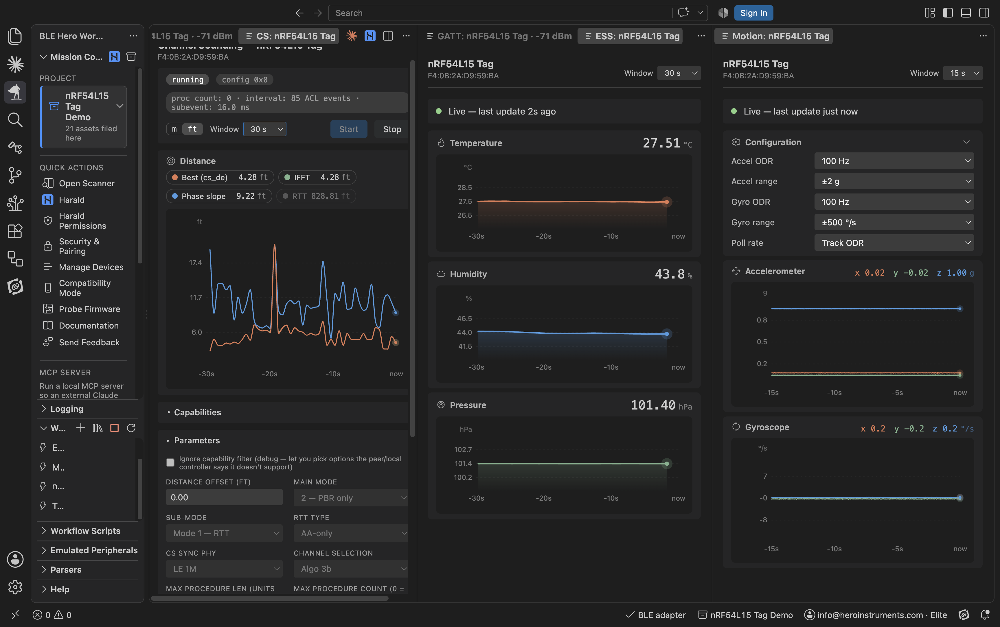 BLE Hero Workbench running inside VS Code